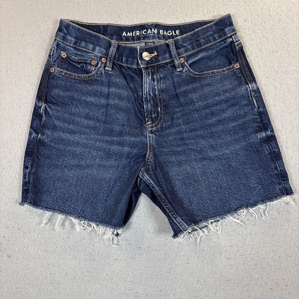 American‎ Eagle Relaxed Short Women 0 Dark Wash Denim Cutoff Shorts